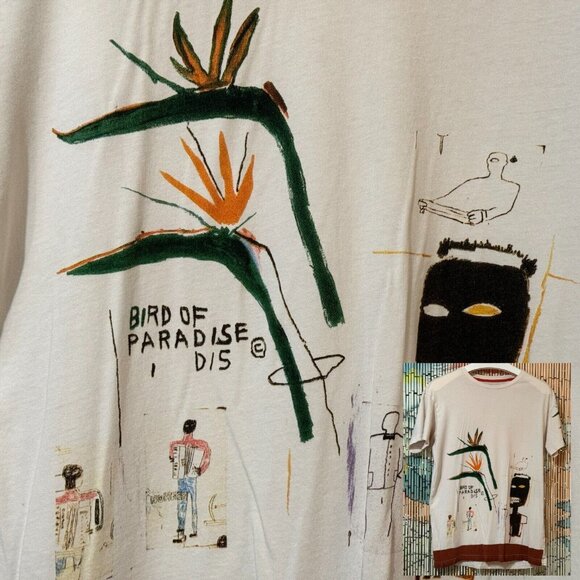 UNIQLO SPRZNY Jean-Michel Basquiat Bird of Paradise Cotton T-Shirt, Men's Small - Picture 3 of 13